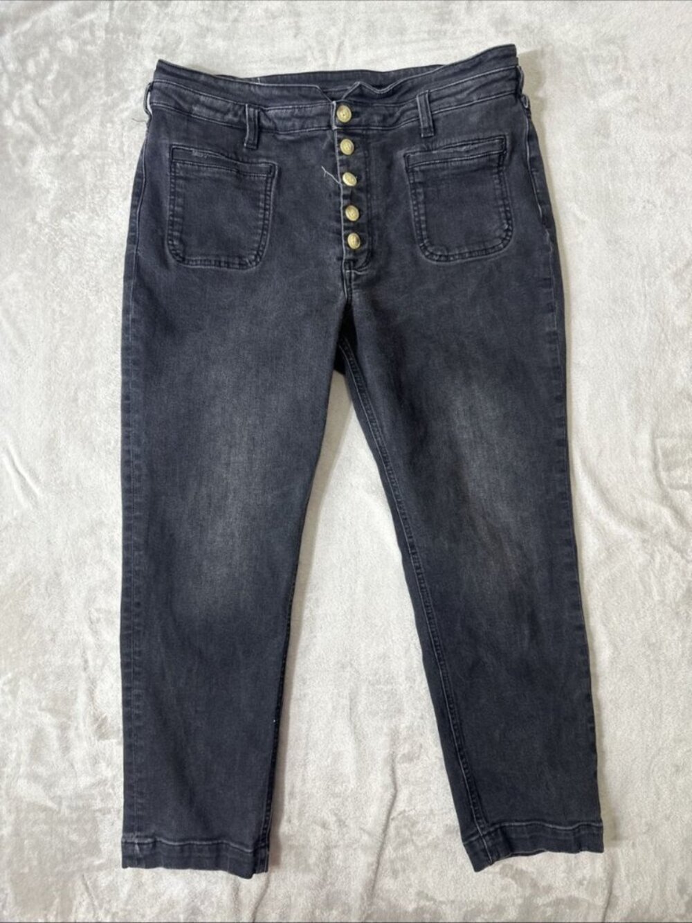 Pilcro Anthropologie high rise slim button fly jeans women’s size 32 black wash